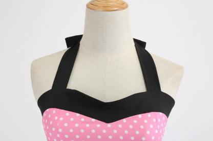 Polka Dot Strapless Vintage Dress with Flared Skirt - - dress