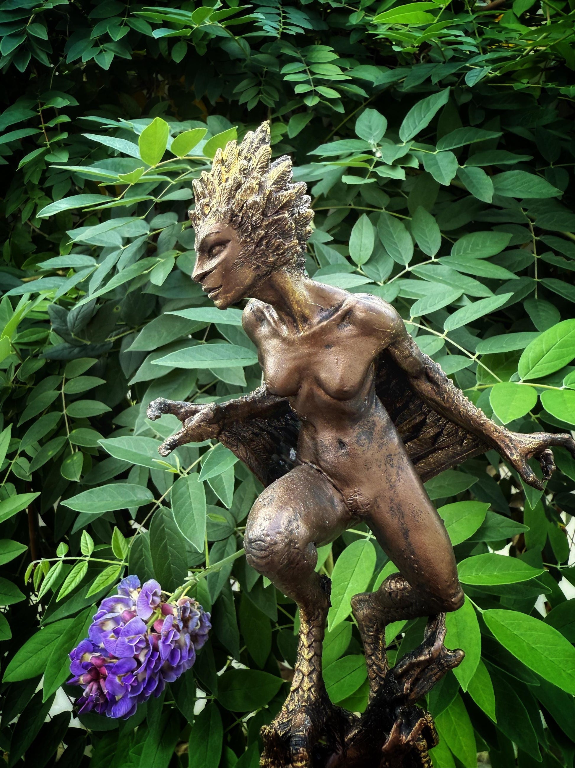 Harpy Statue, Hand Painted Resin Sculpture | Mythical Creature Figurine | Unique Legendary Bird Woman Figurine. Fantasy Art Decor - -