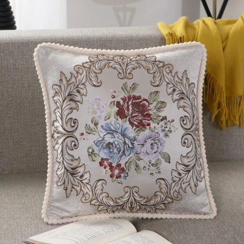 Flower Embroidery Sofa Throw Pillow Pillows & Cushions Blended Jacquard Cover