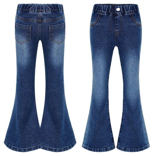 Girls Flare Bootcut Jeans Bell Bottoms Slim Fit