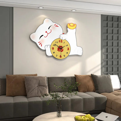 Lucky Cat Modern Wall Clock Silent Wall Clock