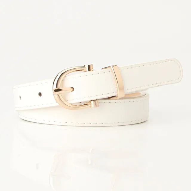 PU Leather Simple Metal Buckle Belt