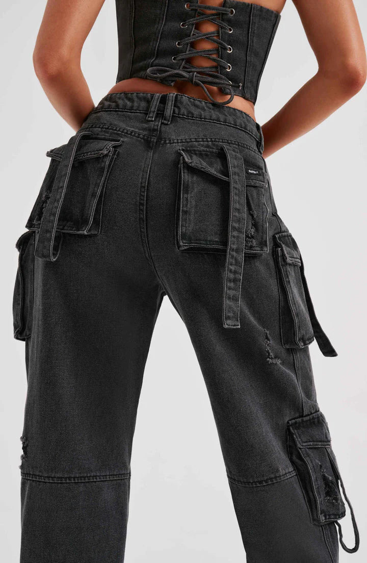 Cargo Denim Jeans - - Women's Fashion - Women's Clothing - Bottoms - Jeans
