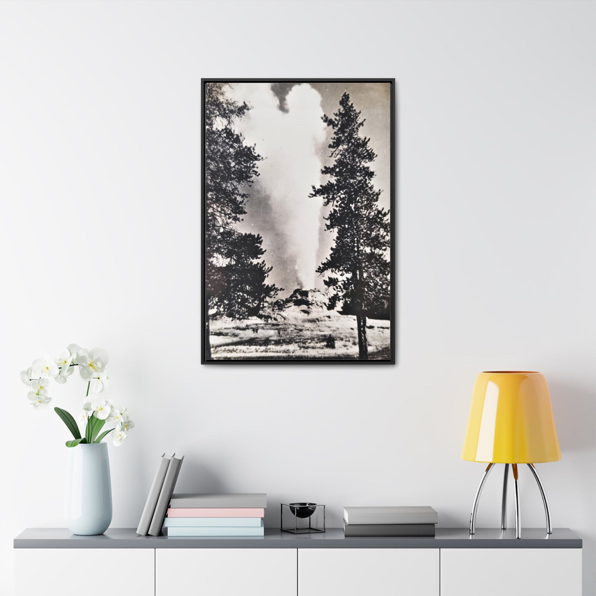 Castle Geyser Yellowstone Gallery Canvas Wraps Vertical Frame - 24″ x 36″ Premium Gallery Wraps (1.25″) Black - Canvas