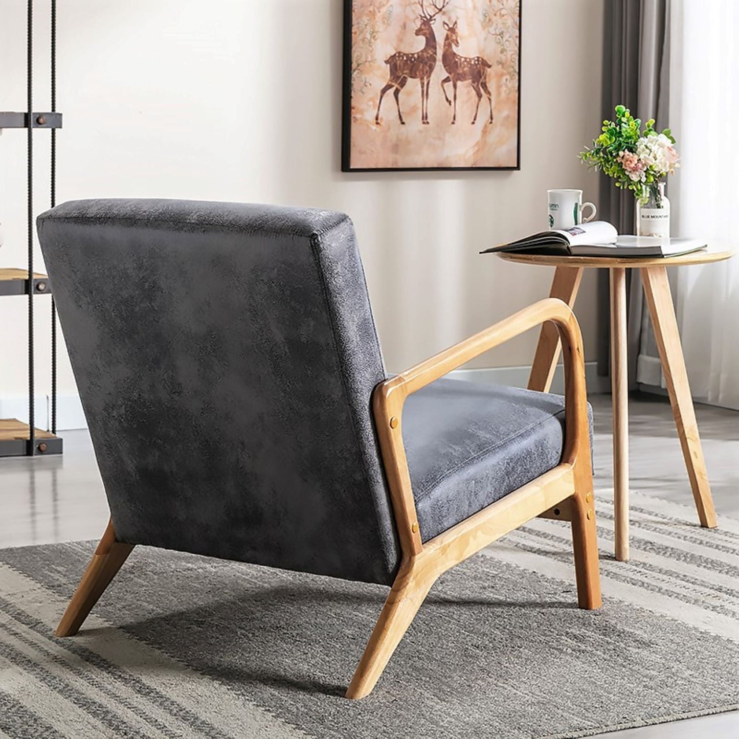 Classic Mid-Century Modern Accent Chairs, Open Framed Armchair With Cushioning- Unique Piece Furniture- {{Product type}}
