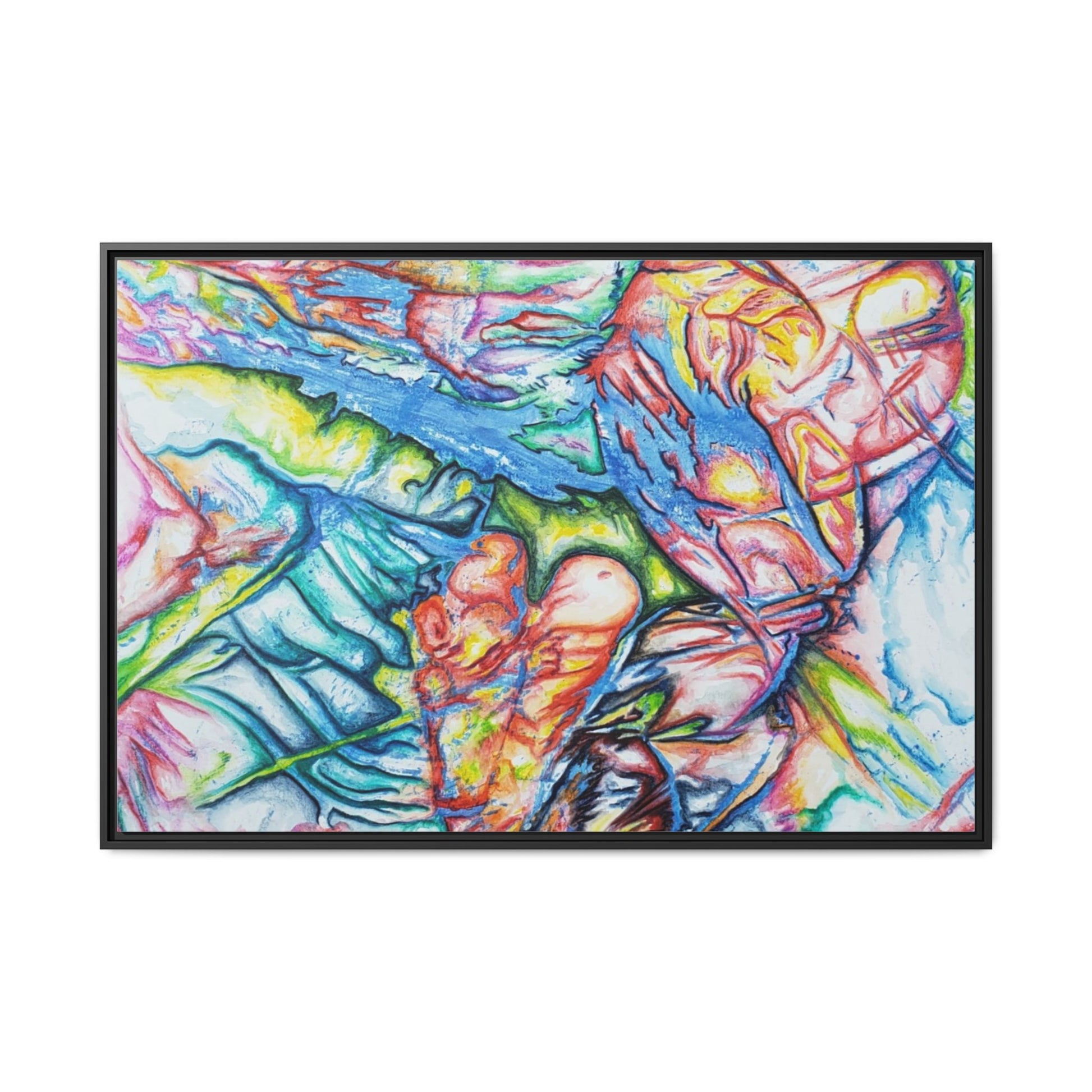 Multi-Color Abstract Framed Canvas Art Print - Kia Day Design