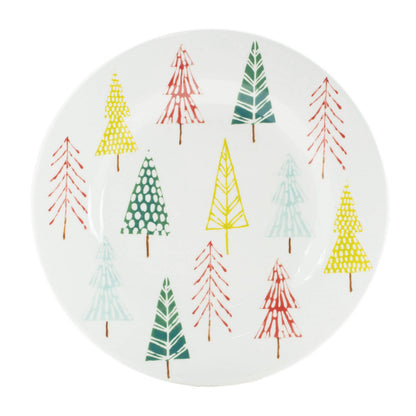 Ceramic Pine Tree Print Plate (Set of 4) - - Decor