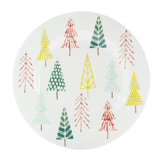 Ceramic Pine Tree Print Plate Set of 4 - - Plates