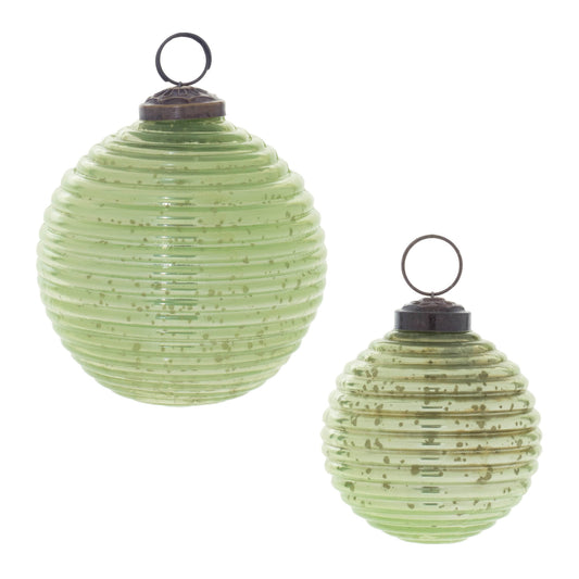 Ribbed Mercury Glass Ball Ornament (Set of 6) - - Decor