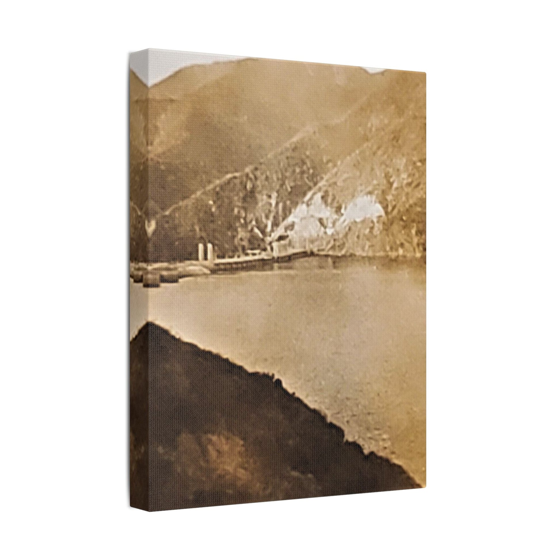 Morris Dam Lake Satin Canvas Stretched