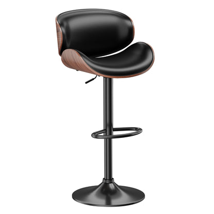 Aowos Modern Swivel Barstools - Leather Adjustable with Backrest & Footrest - Black 1 PCS - stool