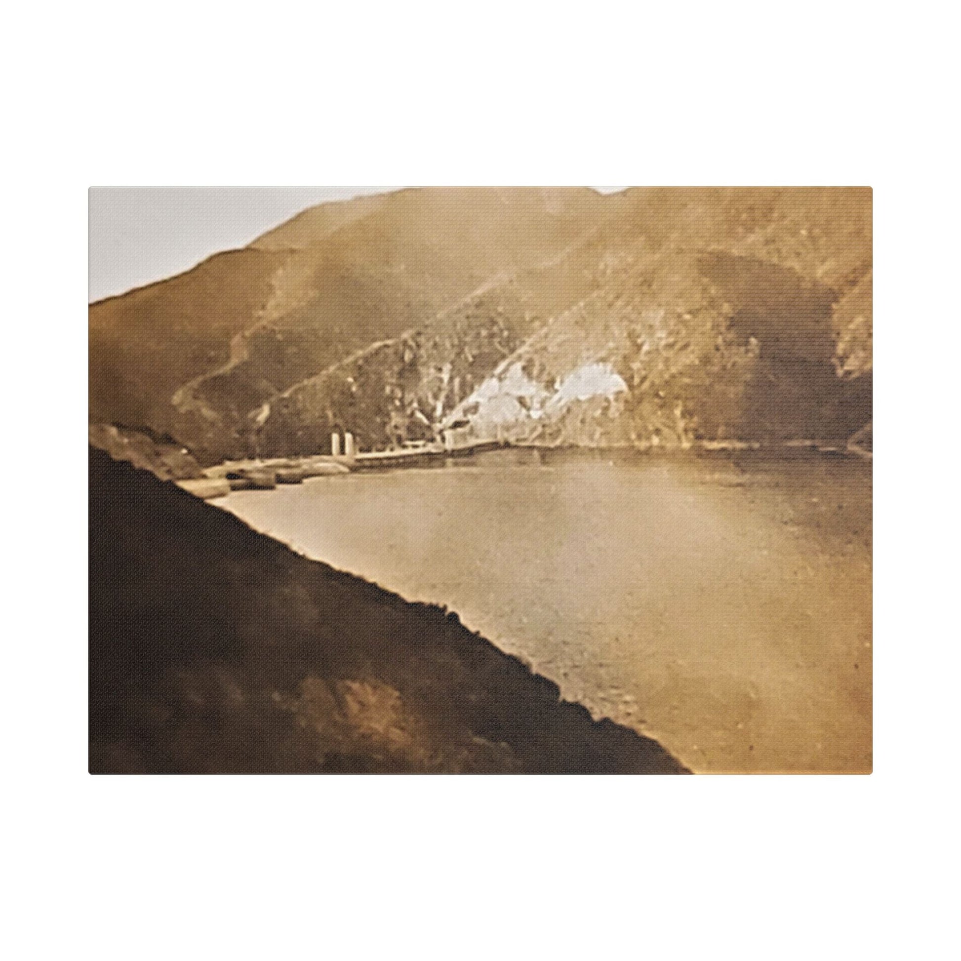 Morris Dam Lake Satin Canvas Stretched