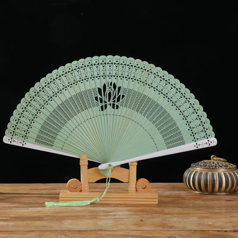 New Chinese Super Fairy Lotus Small Fan Hanfu Qipao Women's Hollow Fan Wedding Photography Props Folding Fan - - Fans
