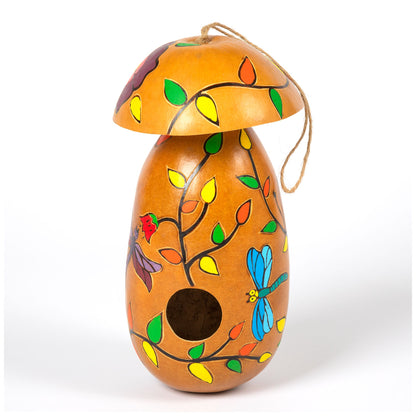 Hand Painted Gourd Birdhouse - Dragonfly Vines - Birdhouses