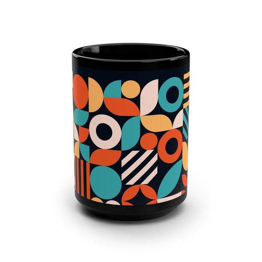 Colorful Geometric Pattern Black Mug - 15oz - Kia Day Design