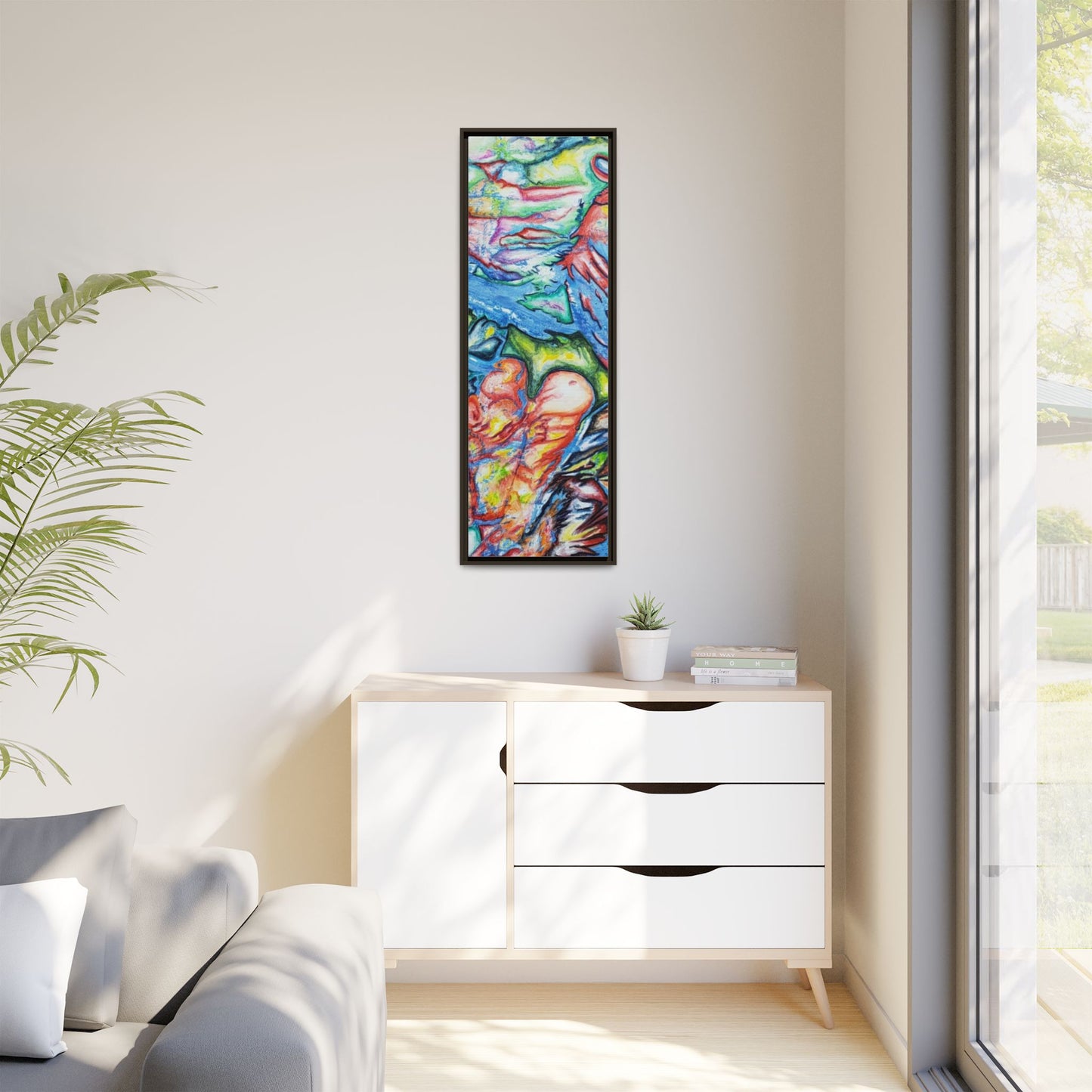 Multi-Color Abstract Framed Canvas Art Print - Kia Day Design