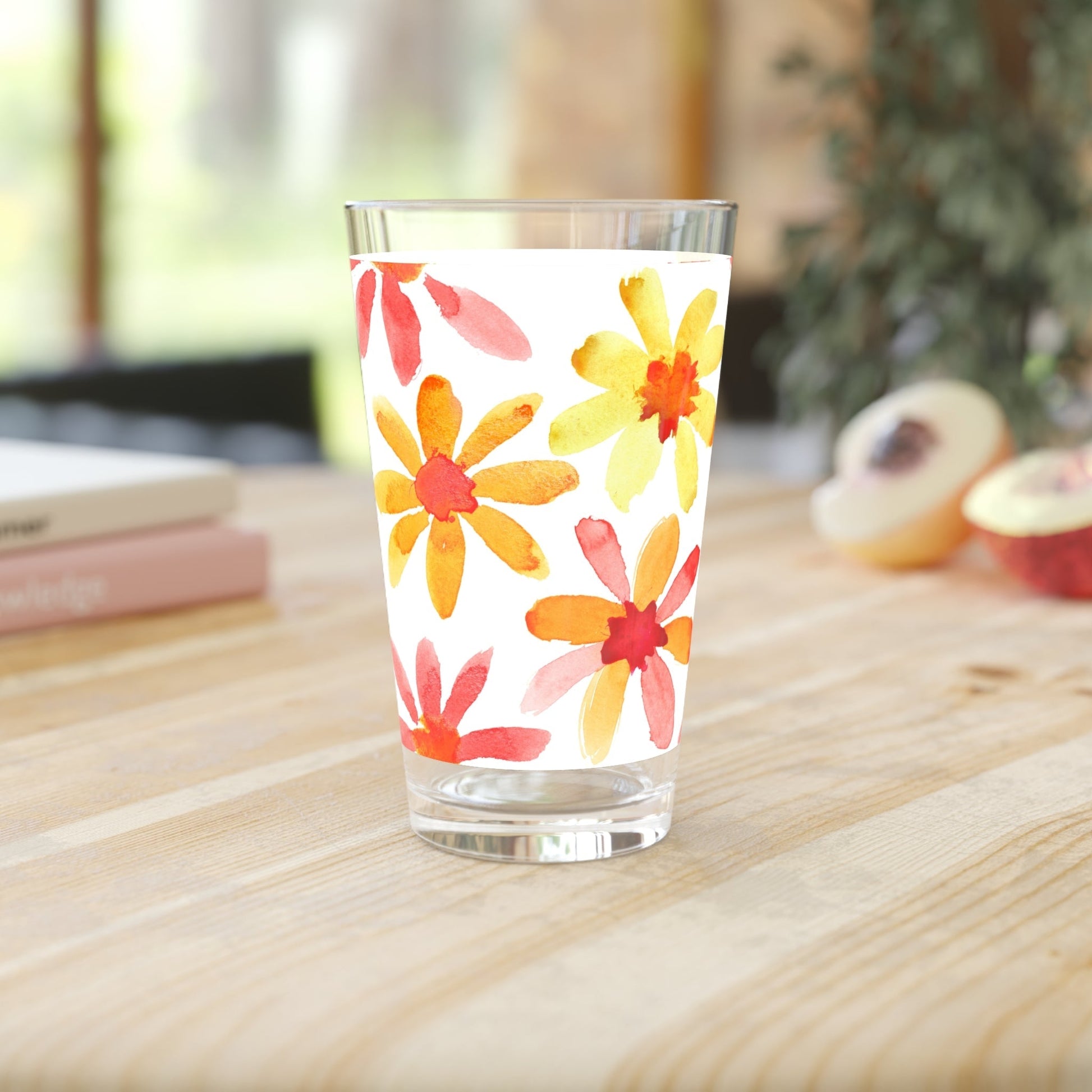 Floral Watercolor Pint Glass - 16oz - Kia Day Design