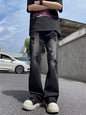 Men's Full Size Ripped Distressed Straight Leg Jeans Plus Size - Black -