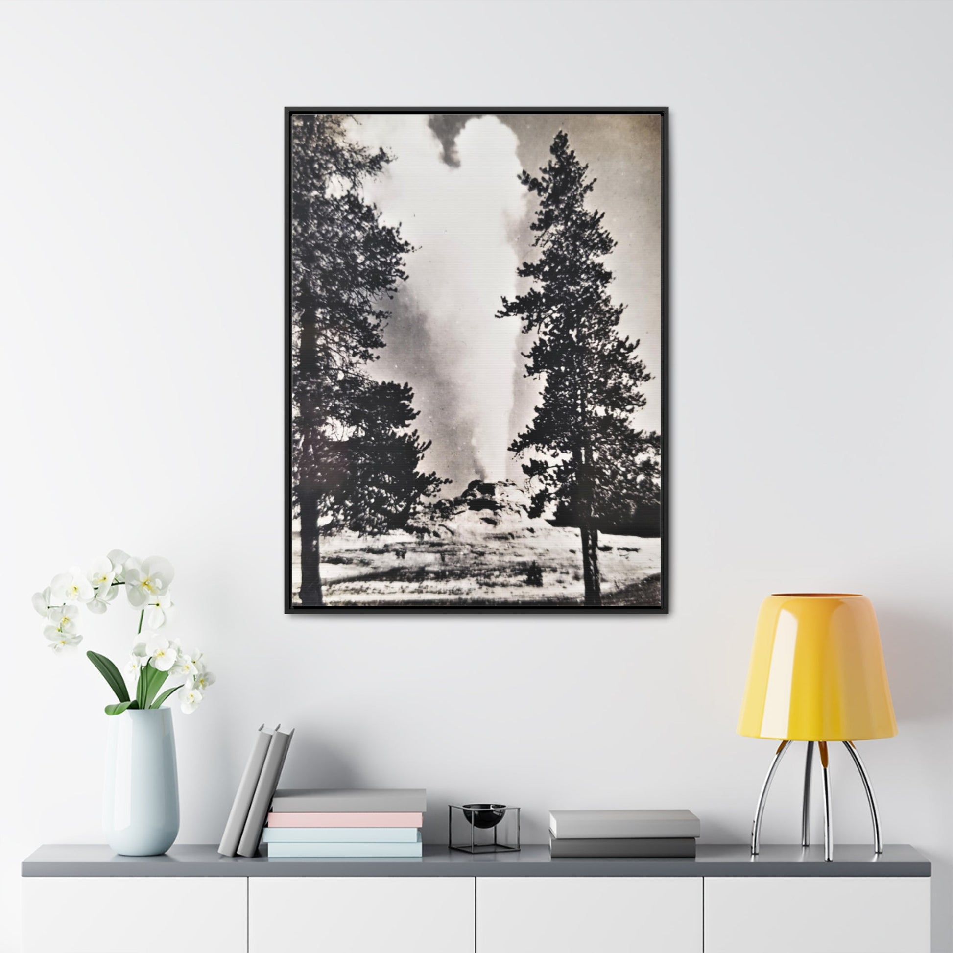 Castle Geyser Yellowstone Gallery Canvas Wraps Vertical Frame - 30″ x 40″ Premium Gallery Wraps (1.25″) Black - Canvas