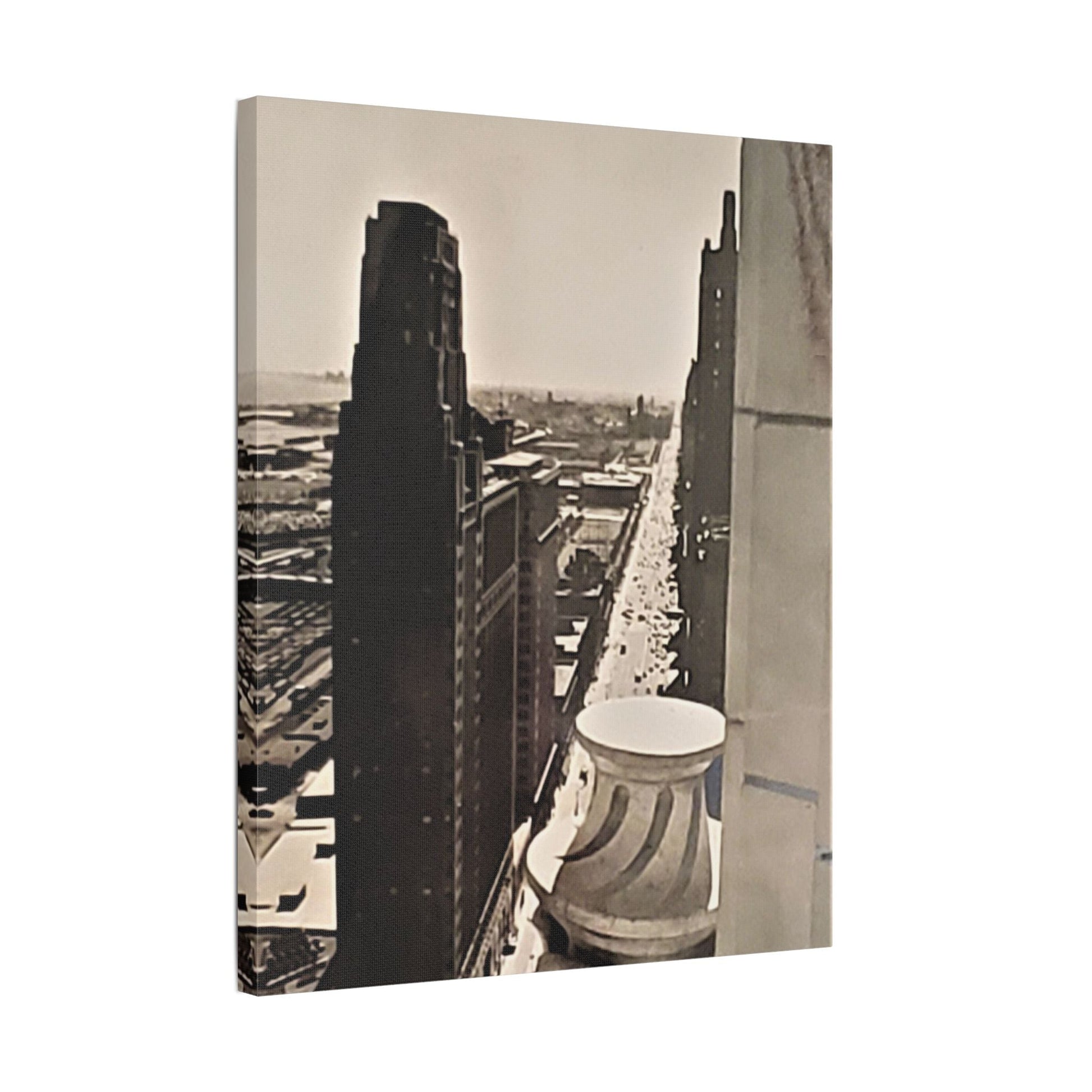 Michigan Ave Chicago Satin Canvas Stretched
