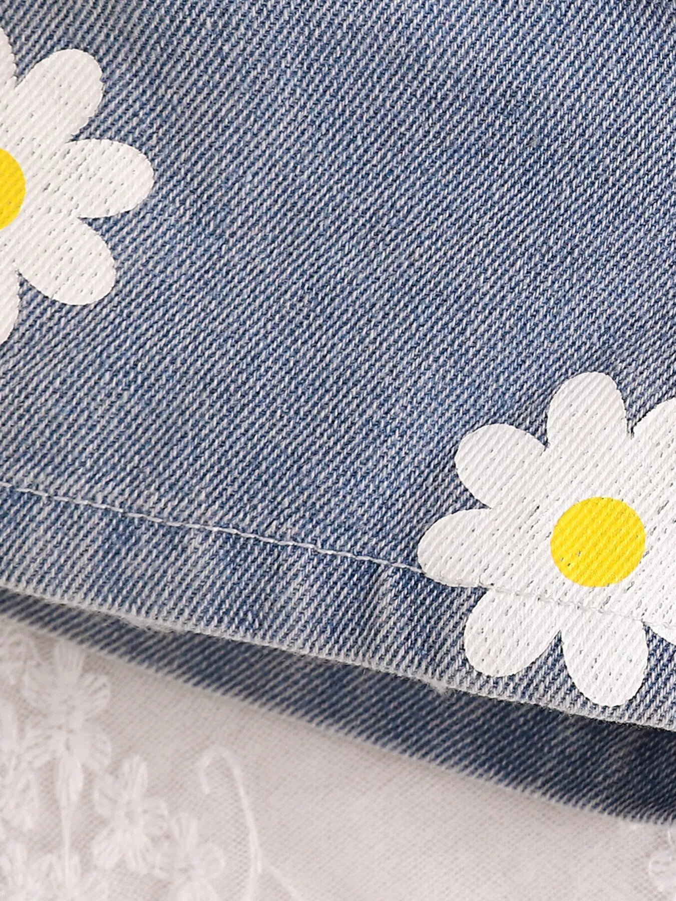 Children's Daisy Print Cami and Denim Shorts Set - -