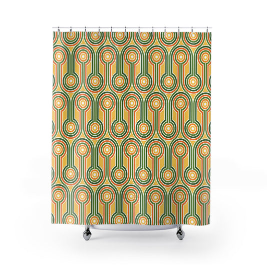 Colorful Geometric Retro Shower Curtains - Kia Day Design
