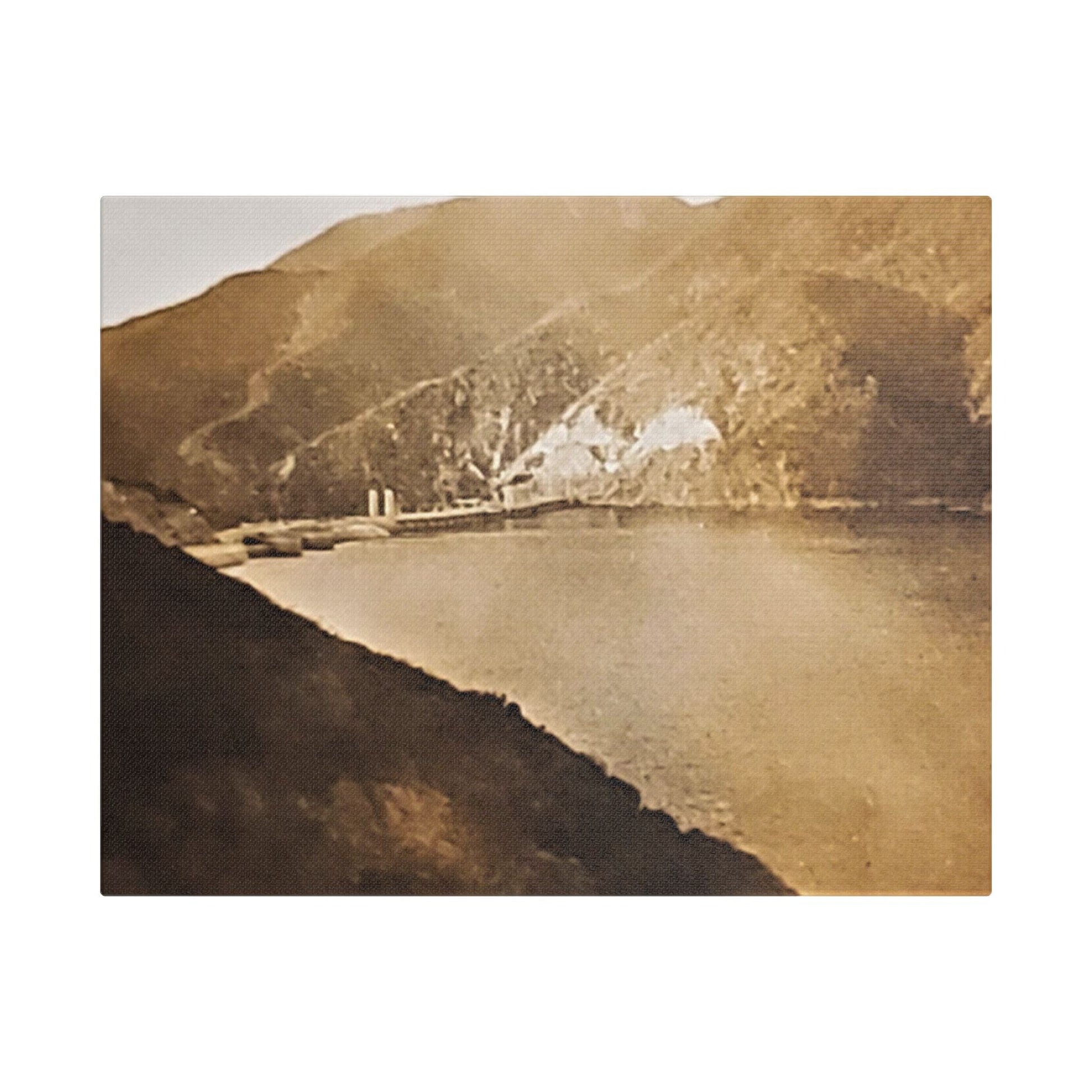 Morris Dam Lake Satin Canvas Stretched