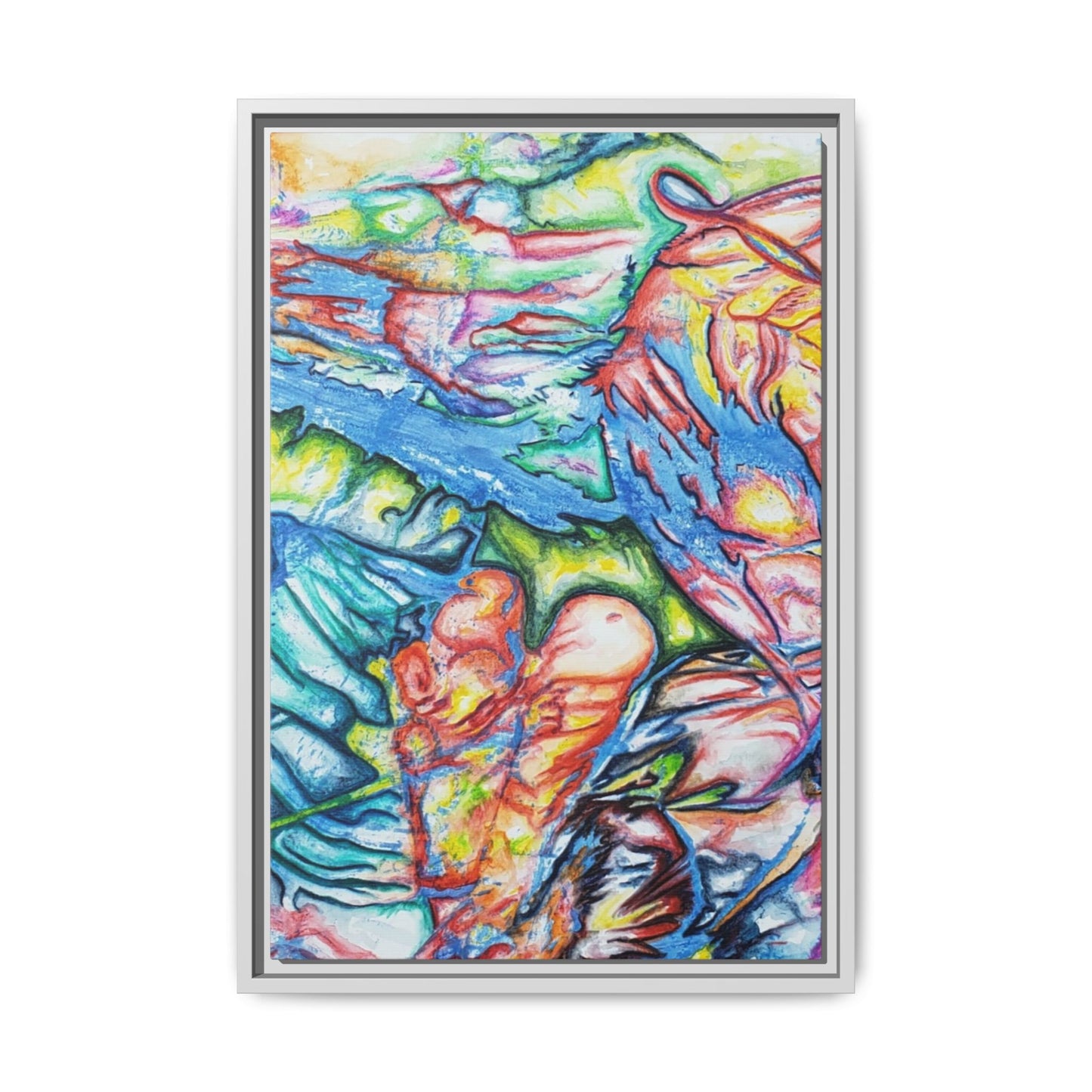 Multi-Color Abstract Framed Canvas Art Print - Kia Day Design