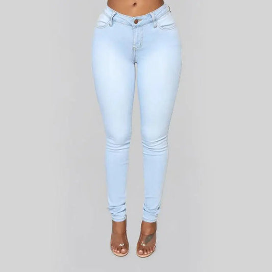 Ladies Denim High Waist Stretch Pencil Jeans