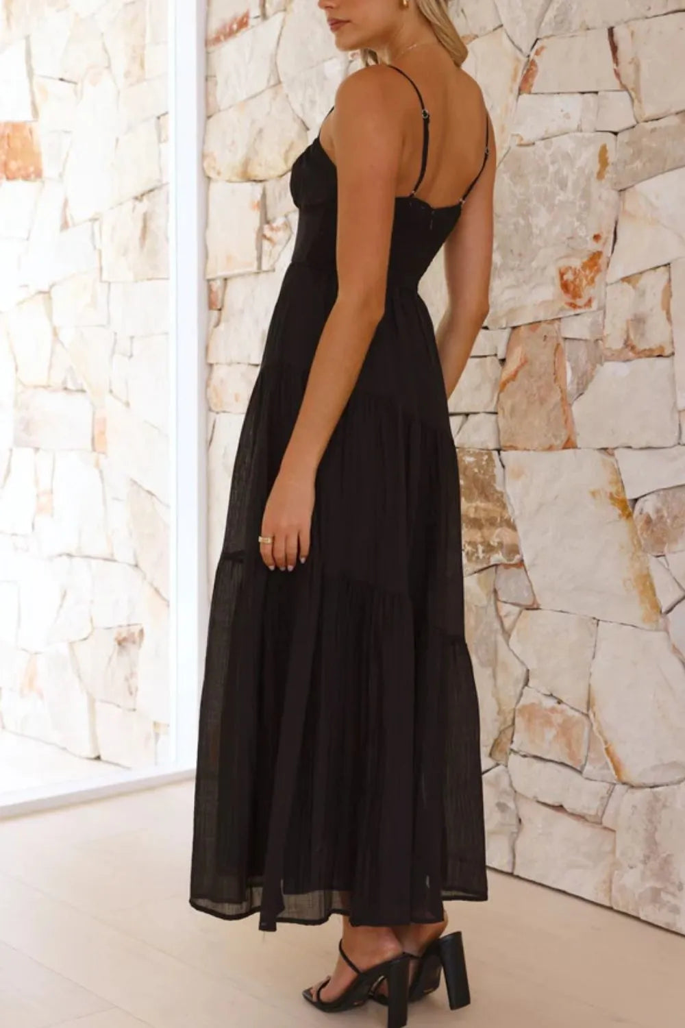 Ruched Smocked Back Cami Dress - -