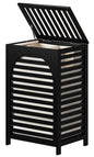 Bamboo Wood Laundry Basket with Lid 85L - Black - laundry basket
