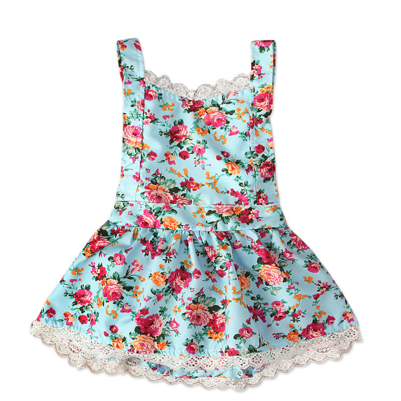 Girls Lace Floral Halter Jumpsuit Romper - - romper