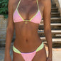 Women's Sexy Bikini Swimsuit Two Piece Beach Swimwear Triangle Cup Bikini - pink -