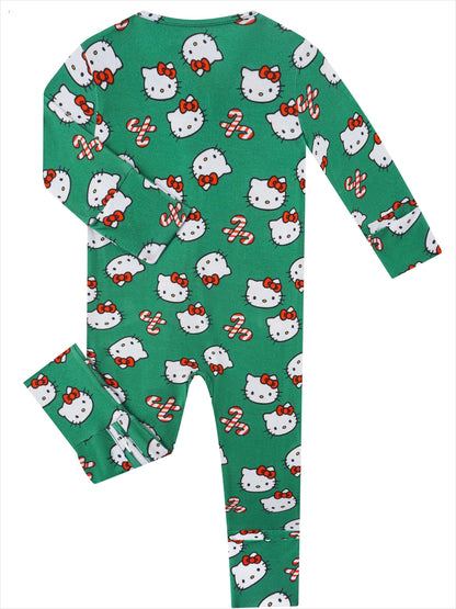 PoshTOT Sanrio Hello Kitty Green Bamboo Baby Convertible Zippy Romper - - Zippy Romper