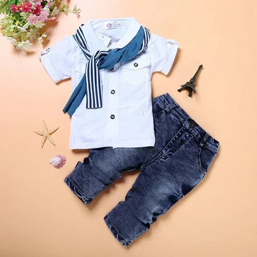 Boys Cotton Short Sleeve Tops and Jeans