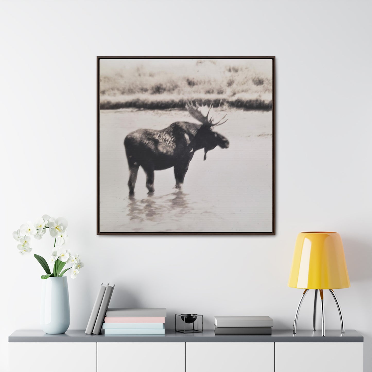 Yellowstone Bull Moose Gallery Canvas Wraps, Square Frame