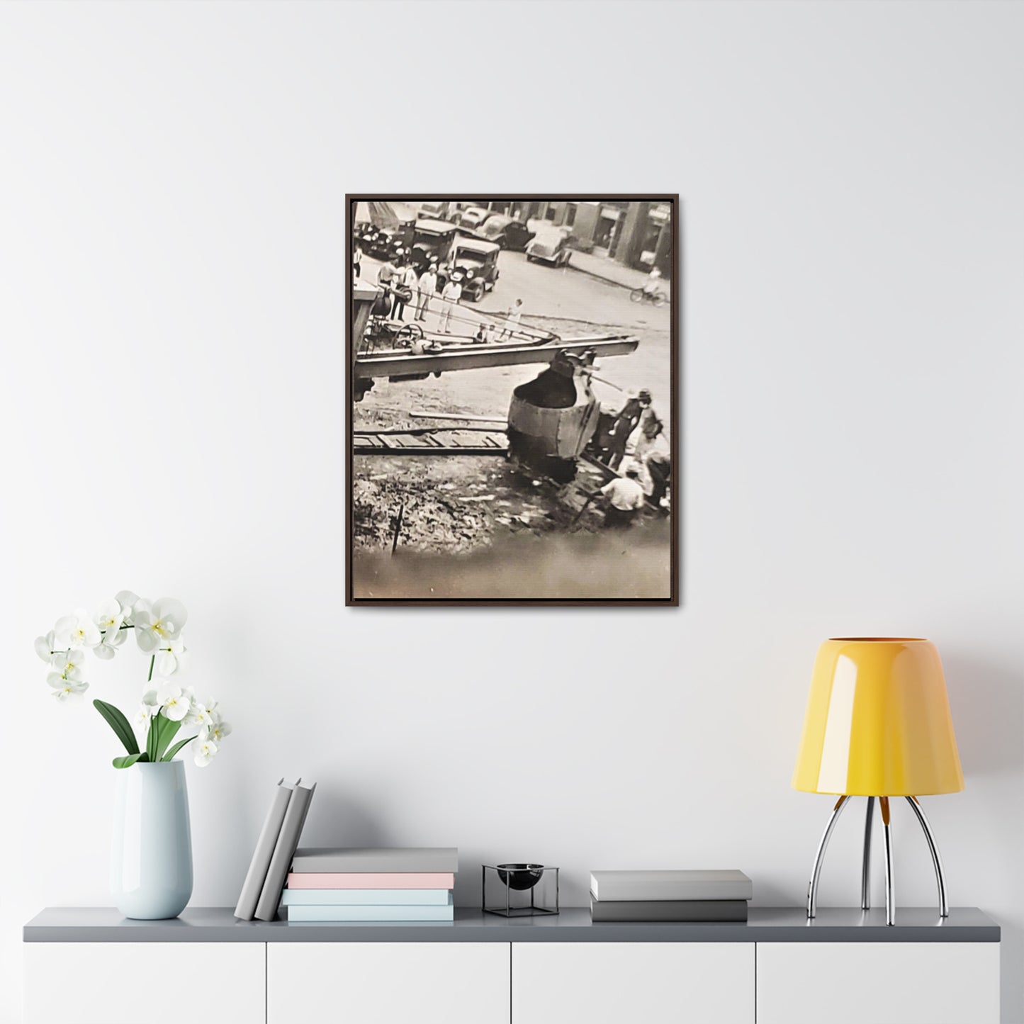 Concrete Worker Gallery Canvas Wraps, Vertical Frame