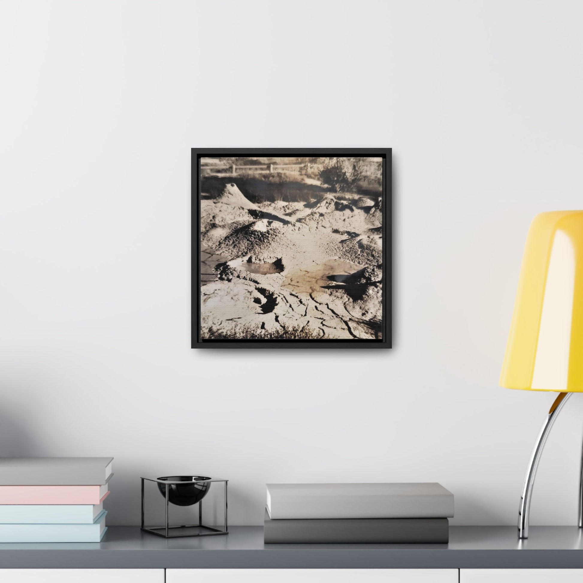 Yellowstone West Thumb Paint Pots Gallery Canvas Wraps Square Frame - 12″ x 12″ 1.25" Black - Canvas