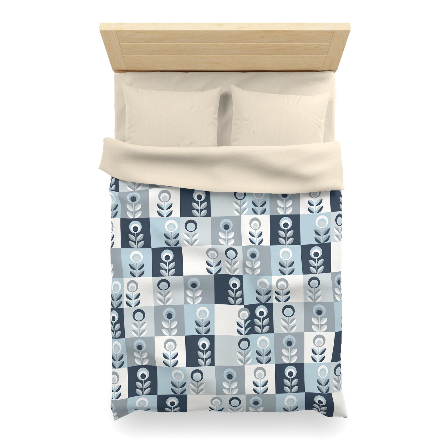 Blue Botanical Pattern Microfiber Duvet Cover - Kia Day Design