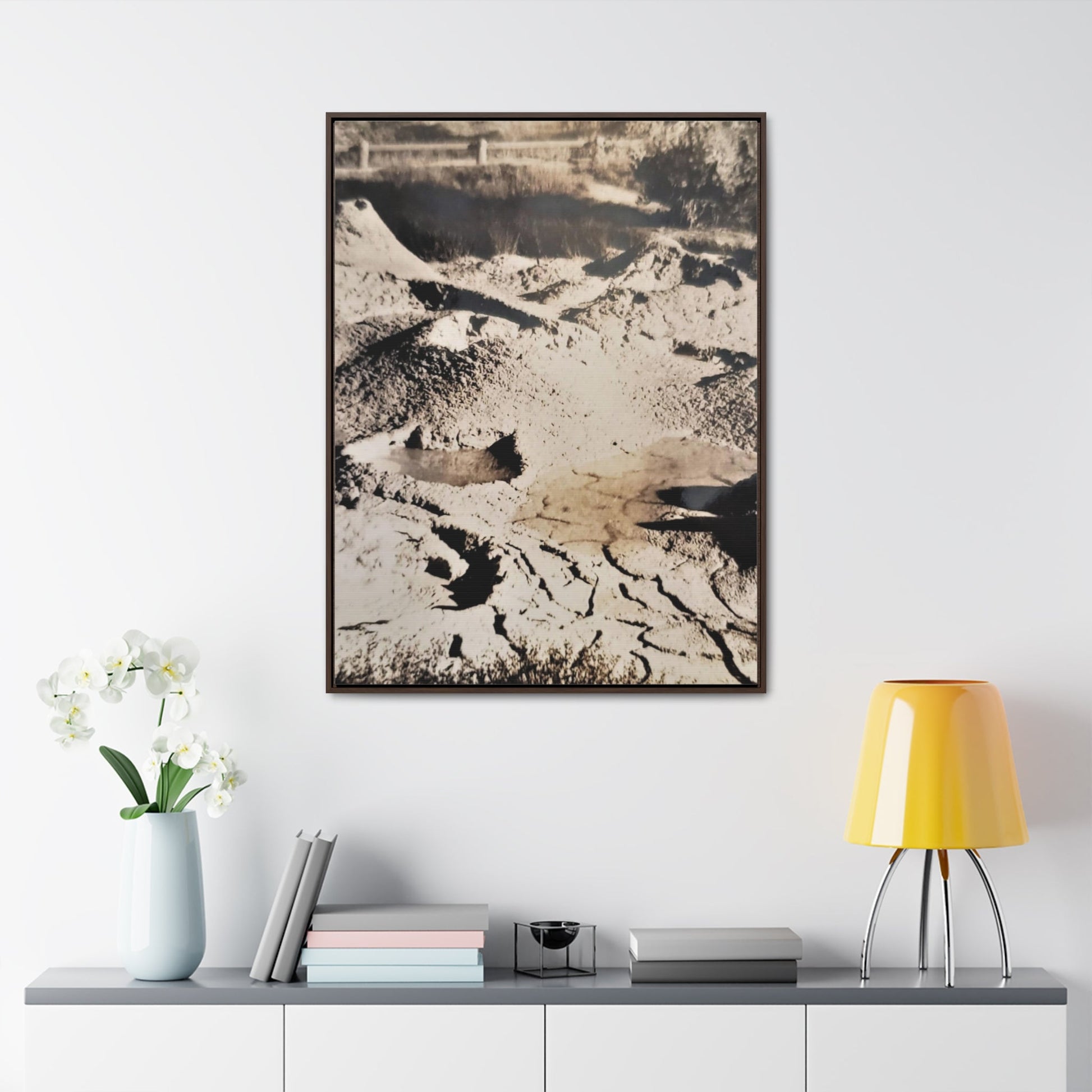 Yellowstone West Thumb Paint Pots Gallery Canvas Wraps Vertical Frame - 30″ x 40″ Premium Gallery Wraps (1.25″) Walnut - Canvas