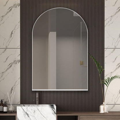 Vaulted Recessed Metal Frame Bathroom Wall Cabinet With Mirror And Adjustable Shelf - - wall shelf
