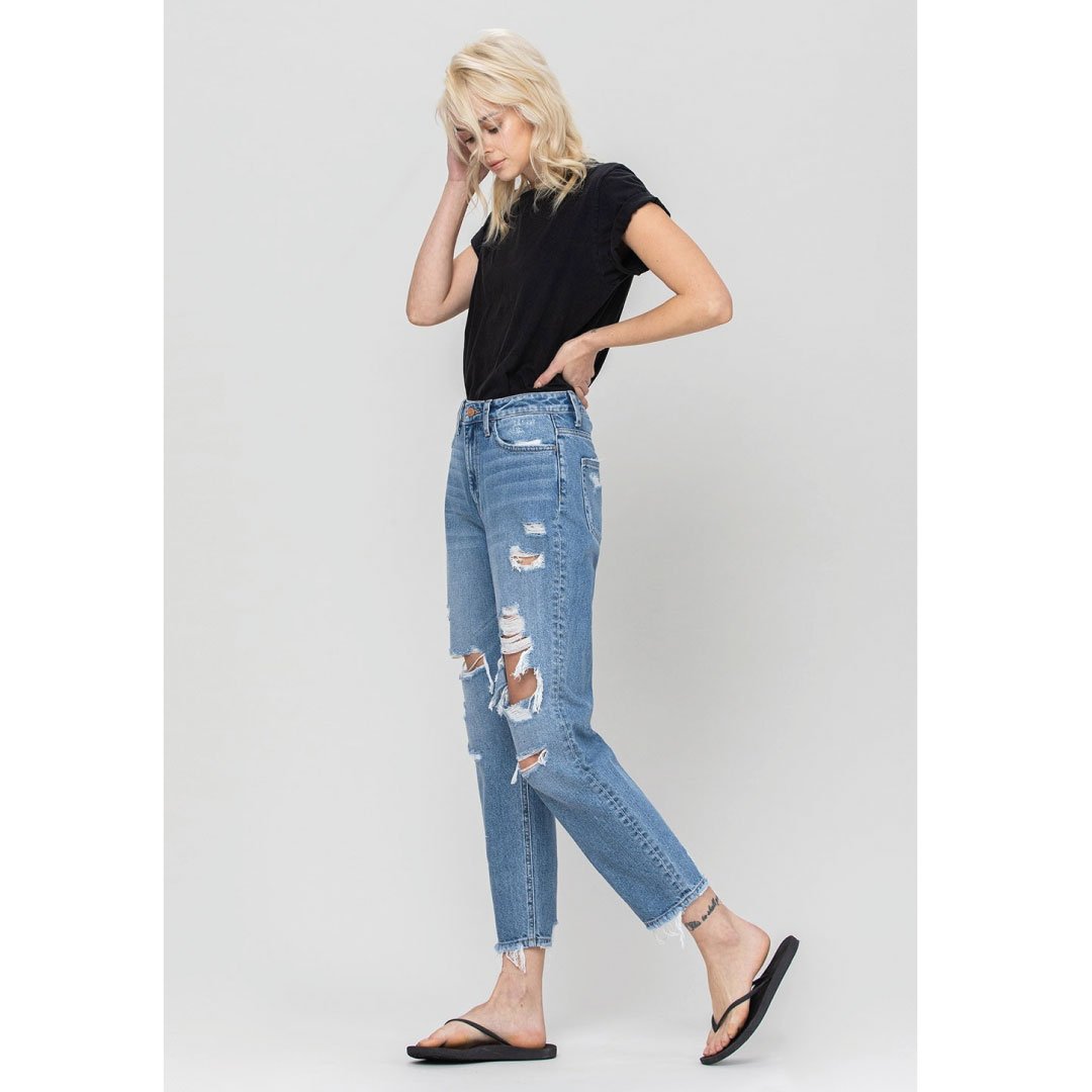 Distressed Mom Jeans - - Women's Fashion - Women's Clothing - Bottoms - Jeans