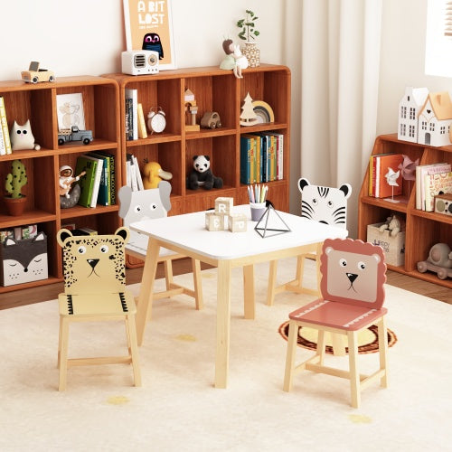 Solid Wood Childrens Table And Chair 5-piece Set - -