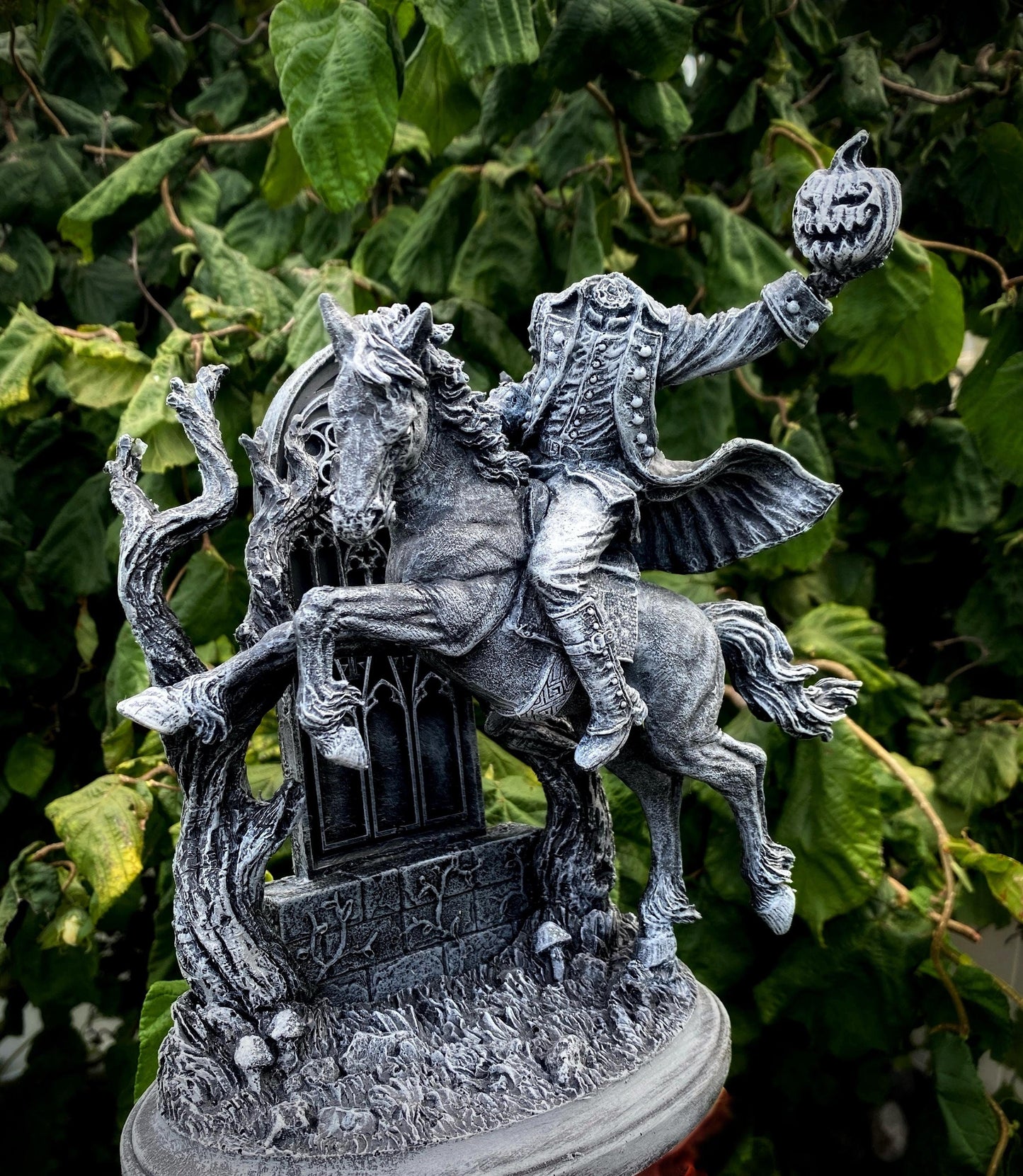 Headless Horseman Riding Statue, Hand Painted Resin Sculpture | Gothic Legend of Sleepy Hollow Figurine | Dark Folklore Art for Spooky Decor - -
