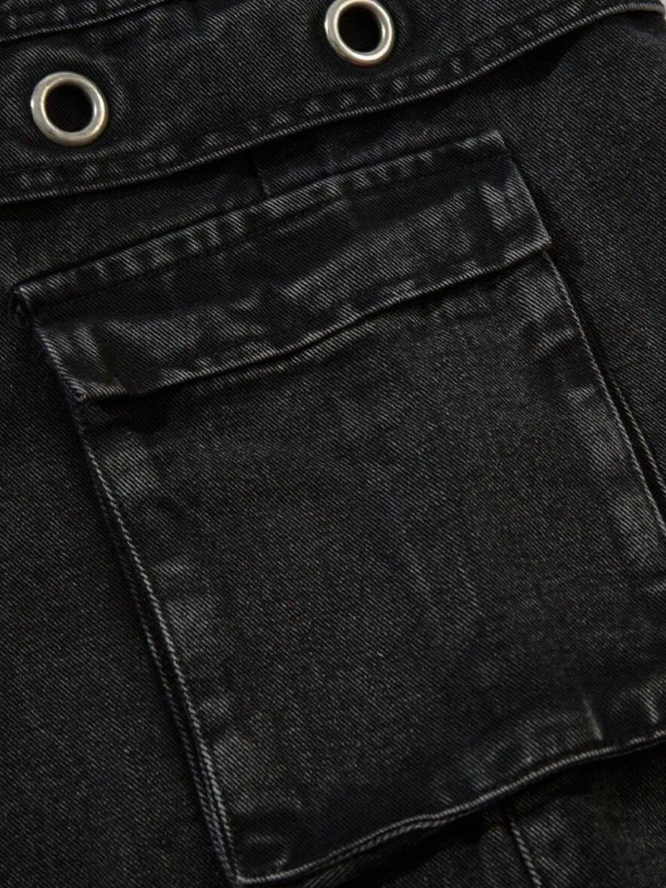 Men's Wide Leg Cargo Denim Jeans with Multi Pockets - -