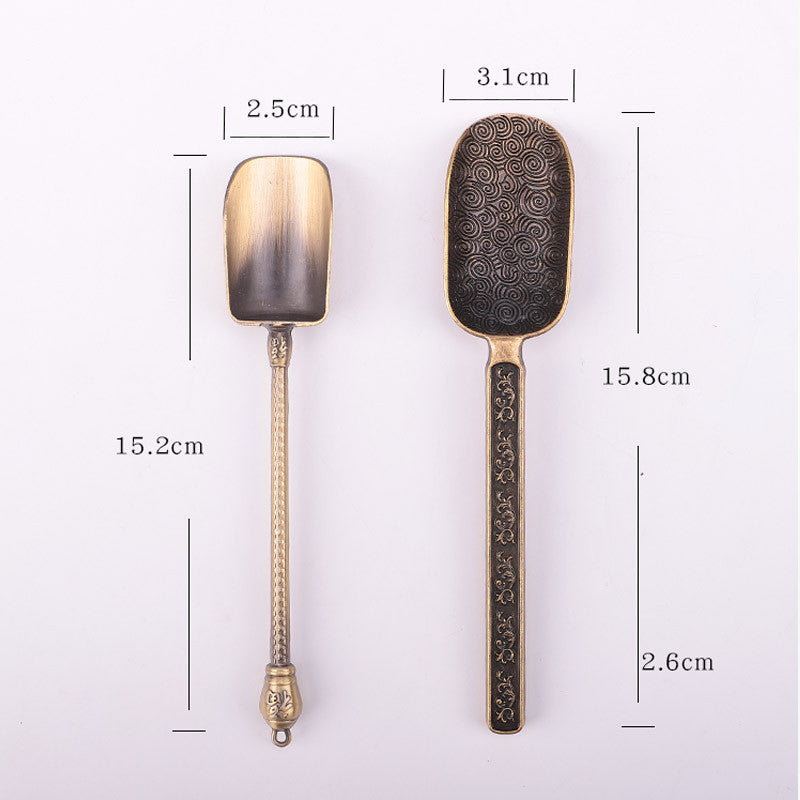 Carved Fu Character Auspicious Clouds Pattern Tea Shovels - - Tea Accessories