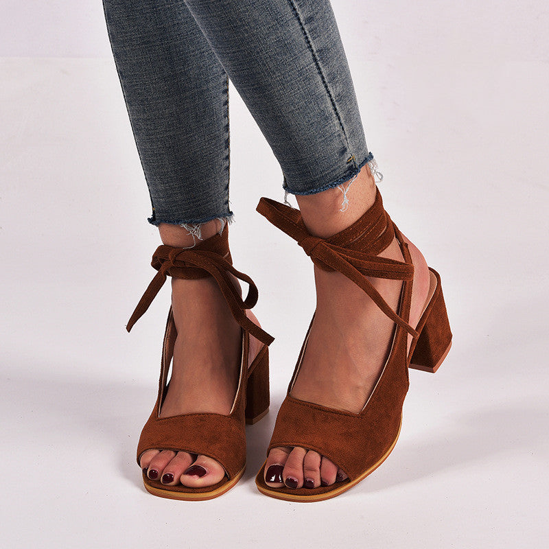 Juti Womens Summer Sandals - Brown - heels