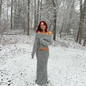 Trendy Off-Shoulder Top Loose Fit with Extra-Long Sleeves for Women - Gray Skirt S - Women's Fashion - Women's Clothing - Sweaters