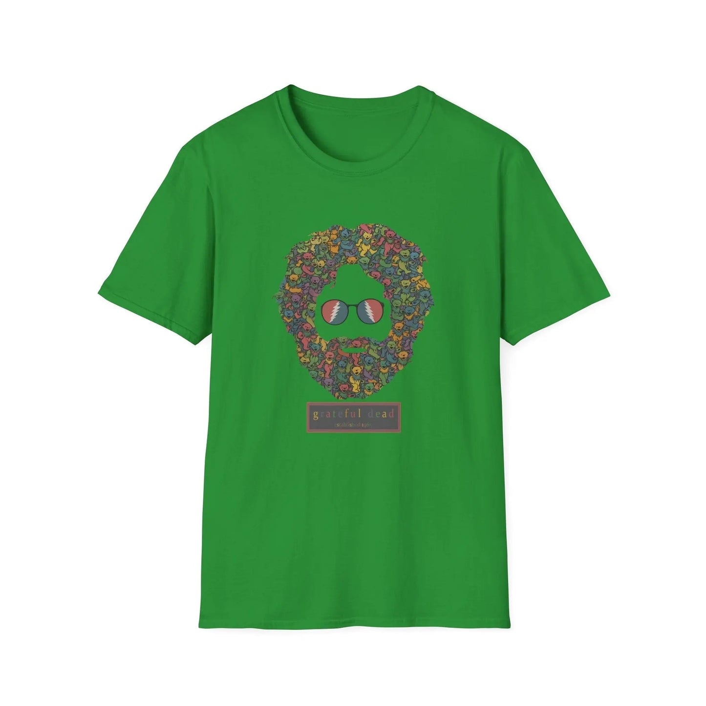 Jerry Garcia Dancing Bears Face - Vineyard Collection T-Shirt - Irish Green - T-Shirts