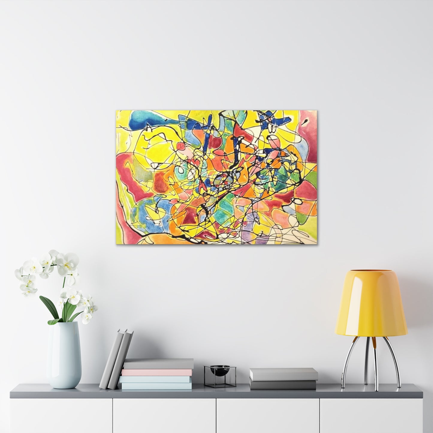 Yellow Abstract Canvas Gallery Wraps 36" x 24" 1.25"